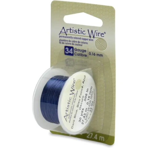 Dark Blue plated 34 gauge copper wire, 27.43m reel