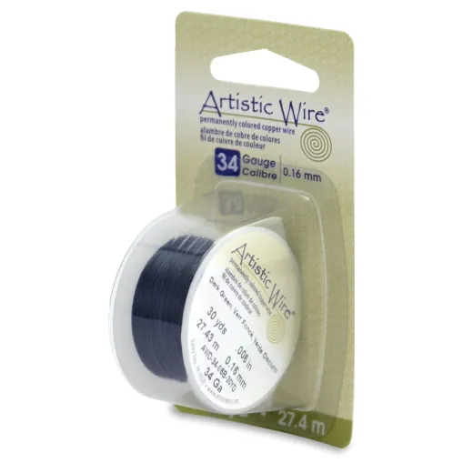 Dark Green plated 34 gauge copper wire, 27.43m reel