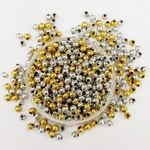 4mm Round Acrylic Shiny Silver And Gold Beads, Approx. 500 4mm Round Acrylic Shiny Silver And Gold Beads, Approx. 500