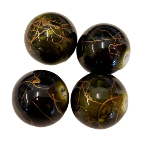 Acrylic Veined Beads, Khaki Round, 25mm, Pack of 4 Acrylic Veined Beads, Khaki Round, 25mm, Pack of 4