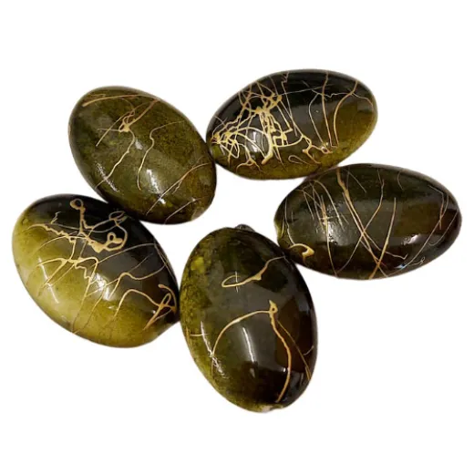 Acrylic Veined Beads, Khaki Oval, 30mm, Pack of 5 Acrylic Veined Beads, Khaki Oval, 30mm, Pack of 5
