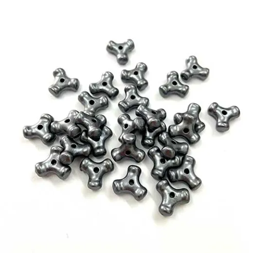 9mm Triangle / Snowflake Spacers, Hematite, Approx. 50 beads 9mm Triangle / Snowflake Spacers, Hematite, Approx. 50 beads
