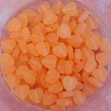 8mm Acrylic Matte Heart Beads, Orange-Peach, Pack of 100