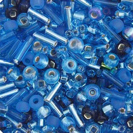 Blue Seed Bead Mix, Approx 10 Grams Blue Seed Bead Mix, Approx 10 Grams