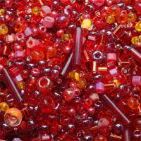 Red Seed Bead Mix, Approx 10 Grams