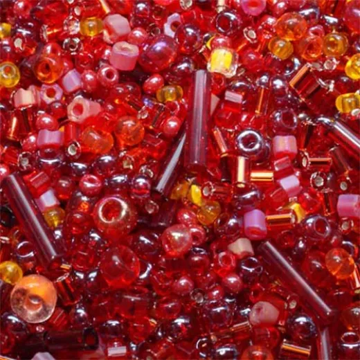 Red Seed Bead Mix, Approx 10 Grams