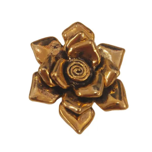 Large Rose Flower Pendant, Antique Gold Colour, 29 x 33mm Large Rose Flower Pendant, Antique Gold Colour, 29 x 33mm