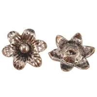 22mm Flower Charm / button with Loop, Silver colour, Pack of 2