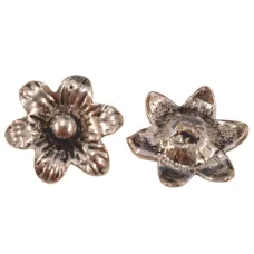 22mm Flower Charm / button with Loop, Silver colour, Pack of 2