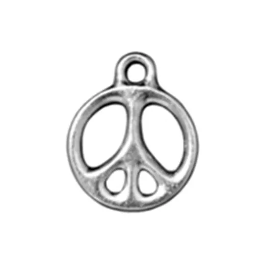 Tierracast 15mm Rhodium Peace Charm x1 Tierracast 15mm Rhodium Peace Charm x1