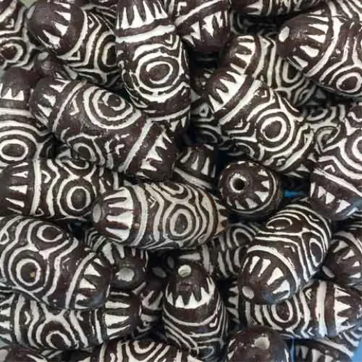 Long Oval Clay Beads, Brown, Bulk Bag Approx. 250g