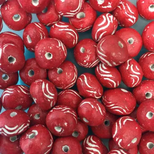 Oval Round Clay Beads, Red, Bulk Bag Approx. 250g Oval Round Clay Beads, Red, Bulk Bag Approx. 250g