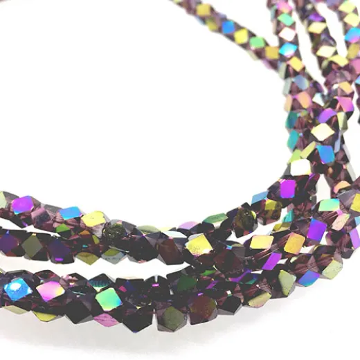 Faceted Clear Glass Strand, 4mm, 94 Beads Per Strand, Purple Rainbow, 18" Strand Faceted Clear Glass Strand, 4mm, 94 Beads Per Strand, Purple Rainbow, 18" Strand