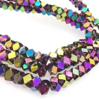 Faceted Clear Glass Strand, 8mm, 66 Beads Per Strand, Purple Rainbow, 18" Strand