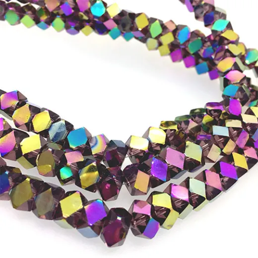 Faceted Clear Glass Strand, 8mm, 66 Beads Per Strand, Purple Rainbow, 18" Strand Faceted Clear Glass Strand, 8mm, 66 Beads Per Strand, Purple Rainbow, 18" Strand