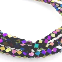 Faceted Clear Glass Strand, 4mm, 94 Beads Per Strand, Black Rainbow, 18" Strand