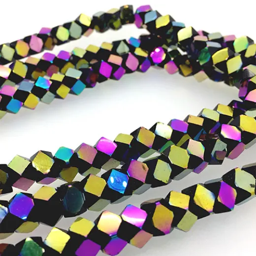 Faceted Clear Glass Strand, 8mm, 66 Beads Per Strand, Black Rainbow, 18" Strand Faceted Clear Glass Strand, 8mm, 66 Beads Per Strand, Black Rainbow, 18" Strand