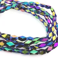 Faceted Clear Glass Strand, 13x7mm, 32 Beads Per Strand, Blue Rainbow, 18" Strand