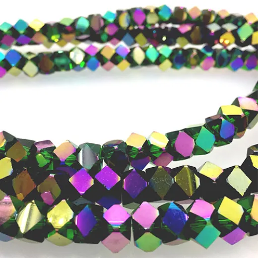 Faceted Clear Glass Strand, 8mm, 66 Beads Per Strand, Green Rainbow, 18" Strand Faceted Clear Glass Strand, 8mm, 66 Beads Per Strand, Green Rainbow, 18" Strand