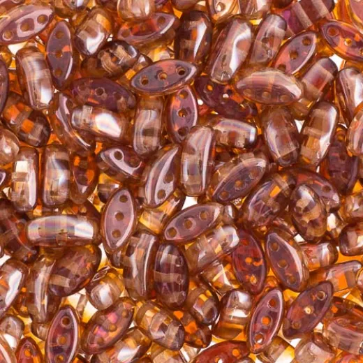 Crystal/Apricot Dark 3-Hole Cali Beads, 50pcs Crystal/Apricot Dark 3-Hole Cali Beads, 50pcs