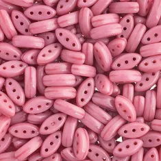Pink Silk  3-Hole Cali Beads, 50pcs