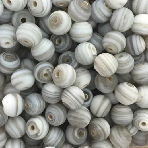 Matte Glass Swirls, 10mm Round, Grey, Pack of 10 Matte Glass Swirls, 10mm Round, Grey, Pack of 10