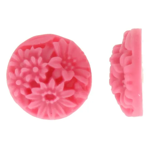 Hot Pink Resin Flat Back Flower, No Hole, 18mm , Pack of 4 Hot Pink Resin Flat Back Flower, No Hole, 18mm , Pack of 4