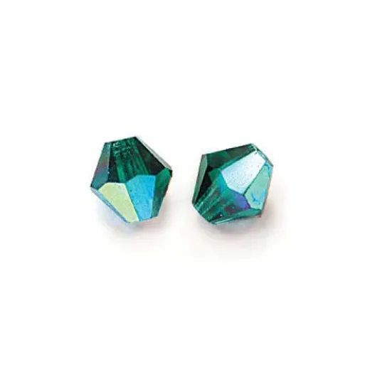 3mm Emerald AB  Preciosa Bicones, Pack of 48