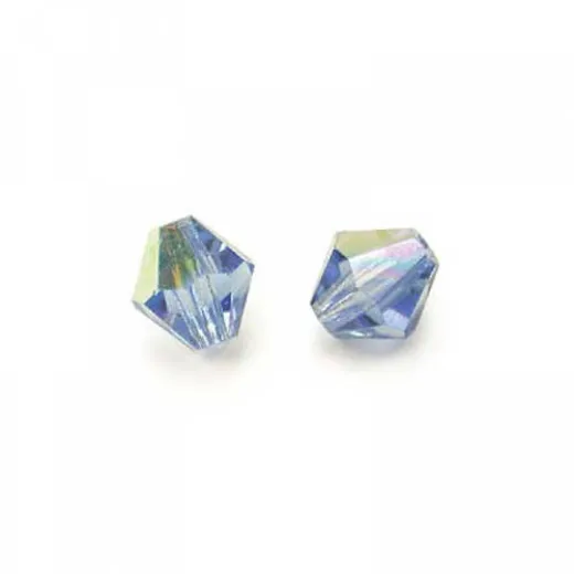 3mm Light Sapphire AB Preciosa Bicones, Pack of 48