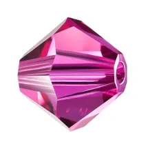 Fuchsia, 4mm, Czech Machine Cut Preciosa Bicones, Bag of 48 pieces