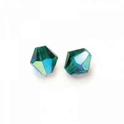 Emerald AB, 4mm, Czech Machine Cut Preciosa Bicones, Bag of 48 pieces
