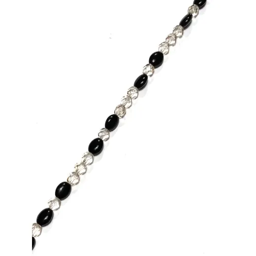 Fire Polished Mixed Strand, selection of 4mm& 6mm Fire Polished Plus 9 7mm Oval Black Beads. Fire Polished Mixed Strand, selection of 4mm& 6mm Fire Polished Plus 9 7mm Oval Black Beads.