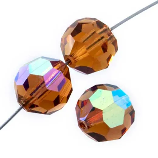 4mm Preciosa Round Crystals on 5" Strand Light Colorado Topaz AB 4mm Preciosa Round Crystals on 5" Strand Light Colorado Topaz AB