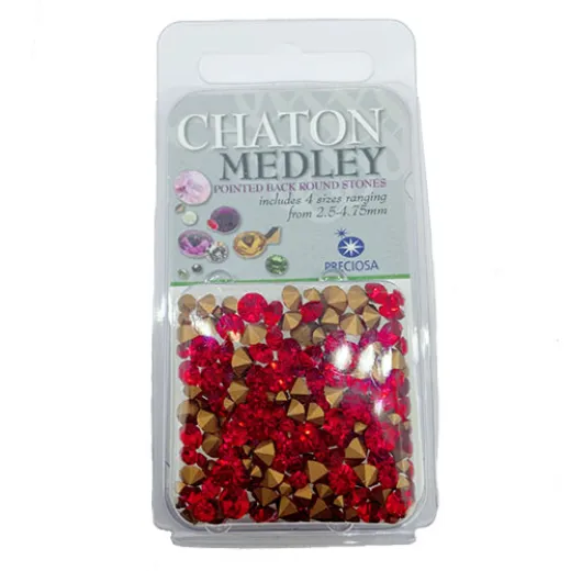 Preciosa Chaton Medley, Light Siam, Approx 5 Grams Preciosa Chaton Medley, Light Siam, Approx 5 Grams