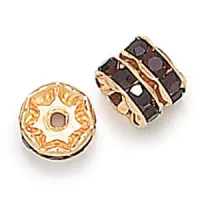 10mm Garnet on Gold Rhinestone Rondelles, Pack of 6
