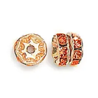 10mm Hyacinth on Gold Rhinestone Rondelles, Pack of 6