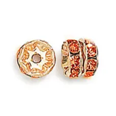 10mm Hyacinth on Gold Rhinestone Rondelles, Pack of 6