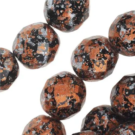 6mm Tweedy Copper Firepolished beads, Strand of 25 Beads 6mm Tweedy Copper Firepolished beads, Strand of 25 Beads