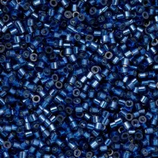 Sapphire Silver Lined Cylin Beads, 25gm bulk bag