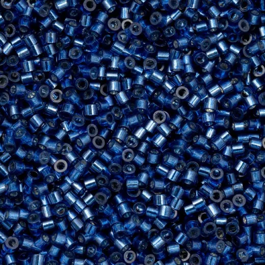 Sapphire Silver Lined Cylin Beads, 5g appx. Sapphire Silver Lined Cylin Beads, 5g appx.