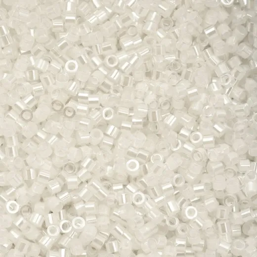 White AB Lined Cylin Beads, 5g appx. White AB Lined Cylin Beads, 5g appx.