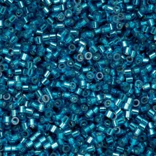 Capri Blue Silver Lined Cylin Beads, 25gm bulk bag