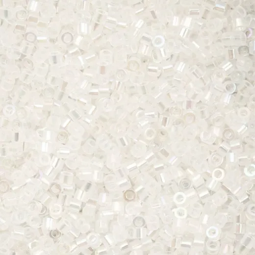 White Opal AB Cylin Beads, 25gm bulk bag