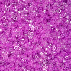 Crystal Fuchsia Lined Ceylon Cylin Beads, 25gm bulk bag