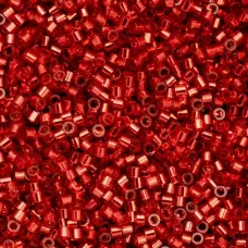 Red Silver Lined Cylin Beads, 25gm bulk bag