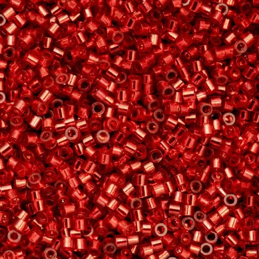 Red Silver Lined Cylin Beads, 5g appx. Red Silver Lined Cylin Beads, 5g appx.