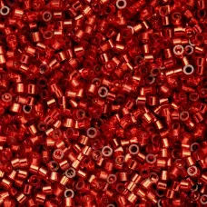 Ruby Red Silver Lined Cylin Beads, 25gm bulk bag