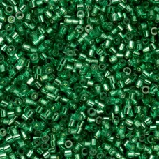 Emerald Silver Lined Cylin Beads, 25gm bulk bag