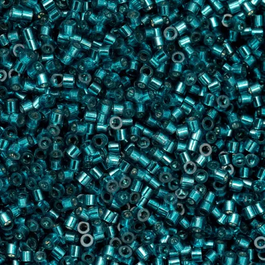 Blue Zircon Silver Lined Cylin Beads, 5g appx. Blue Zircon Silver Lined Cylin Beads, 5g appx.