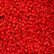 Red Vermillion Matte Cylin Beads, 25gm bulk bag